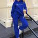 Women's Hooded Sweatshirt With Print - Casual Winter Outfit Set, Comfortable Pullover & Joggers, Blue/Black, S-Xxl_ecoleips.com