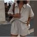 Women's Clothing Striped Shirt Shorts Suit Fashionable Comfortable Casual Loose Retro And Versatile Sets_ecoleips.com