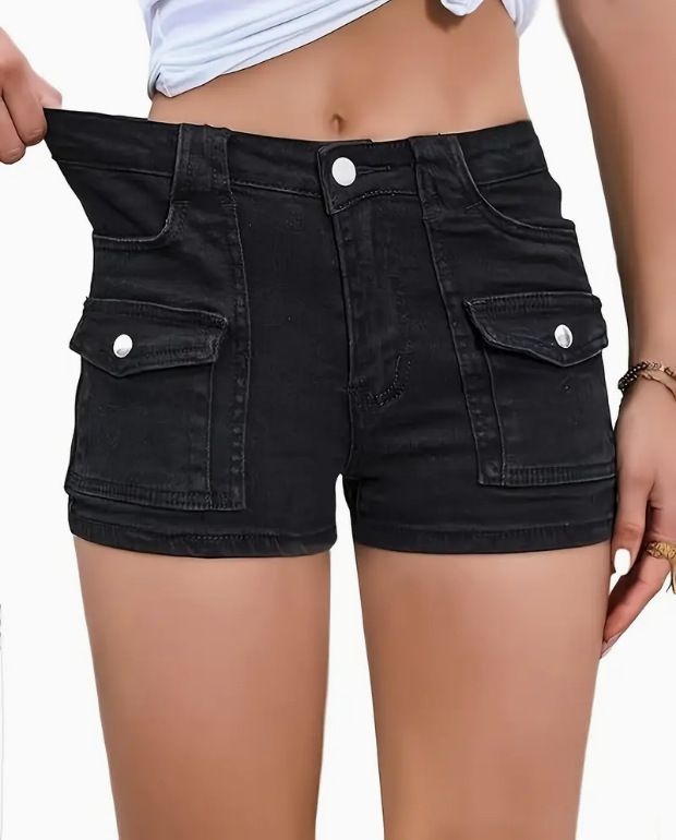 Summer New Denim Stretch Women's Multi-pocket Denim Shorts_ecoleips.com
