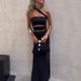 Spring Solid High Waist A-Line Dress Bohemian Sexy Strapless Bandage Hollow Long Dress Womens Summer Sleeveless Party Maxi Dress_ecoleips.com