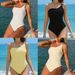 "Elegant Retro One-Piece Swimsuit For Women - Slimming High-Neck Design, Minimalist Spa & Resort Swimwear"_ecoleips.com