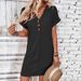 2026 European American Cross-border Summer Women's Fashion Versatile Dress With Buckle V-neck, Raglan Sleeves,_ecoleips.com