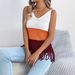 2026 Spring Summer European American Casual V-Neck Color Block Tassel Sleeveless Knitted Top Vacation Blouse_ecoleips.com