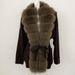 Elegant Fox Fur Collar Knit Cardigan With Belt – Women’s Slim-Fit Open Front Sweater Coat For Autumn/Winter (Multiple Color Combinations)_ecoleips.com