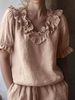 Women's Ruffled Collar Puff Sleeve Slimming Breathable Loose Fit Shirt Bestseller_ecoleips.com