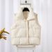 Women's fashion thick cotton vest loose standing collar short cotton-padded vest_ecoleips.com