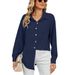 Women's Clothing Casual Loose Long Sleeved Lapel Button Solid Color Shirt Female_ecoleips.com