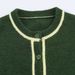 Vintage Versatile Contrasting Color Edge Dark Green Knitted Sweater_ecoleips.com