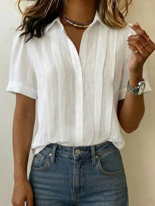 2026 European And American Summer Cross-Border Women's Clothing Independent Station Casual Cotton-Linen Turn-Down_ecoleips.com
