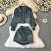 Retro Hong Kong Style Denim Shorts & Printed Jacket Set – Vintage-Inspired 2-Piece Outfit For Women (S-L)_ecoleips.com