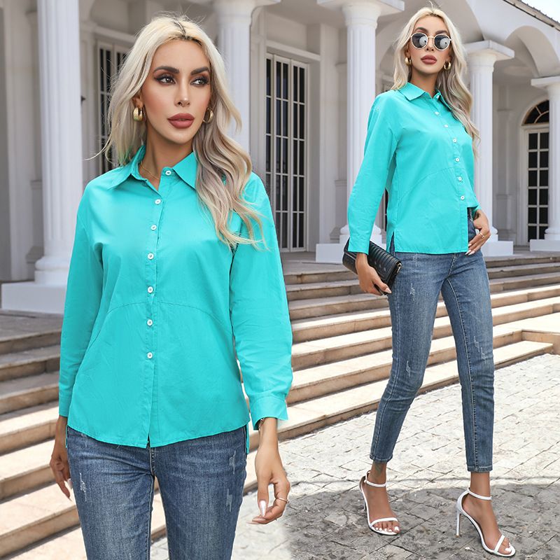Women's Oversized Cotton Shirt - Long Sleeve Relaxed Fit Casual Top For Spring & Fall | Plus Size Available (Up To 5XL)_ecoleips.com