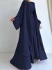 Verve M2599 Ladies Muslim New Solid Color Chiffon Elegant Dress Casual Loose Coat_ecoleips.com