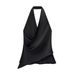 European And American Style 2026 New Fashion Temperament Spice Girl Silk Satin Texture Neck Top_ecoleips.com