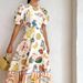Women's Elegant Commuter Sweet Printed Round Neck Flared Short Sleeve Dress_ecoleips.com