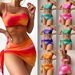 Women's Clothing Tie Dye Bikini Swimsuit Women's Three Piece Mesh Skirt Split Bikini_ecoleips.com