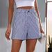 Summer New Casual Pocket Striped Daily Comfortable Casual Shorts For Women_ecoleips.com