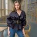 K Personalized Long Sleeved Ruffled Shirt, New Fashionable High Waisted Stand Up Collar Slim Fit Top, Women's Clothing_ecoleips.com