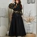 Women's Clothing Spring And Summer Women's Clothing Sexy Printed Gold Satin Ball Swing Dress Dress_ecoleips.com