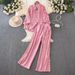 Women's Clothing Temperament Elegant Fashion Lapel Embroidery Hollow Shirt High Waist Slim Straight Pants Trousers Two Piece Suit_ecoleips.com