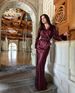 Modest Set Satin V-Neck Blouse & Flowy Skirt Set – Effortlessly Elegant Workwear Ensemble_ecoleips.com