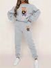 Women's Autumn And Winter Hip-hop Casual Street Cartoon Bear Pattern Printed Round Neck Sports Shirt+sports Pants Set-556_ecoleips.com