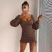 Spring Summer European And American Women's Clothing Puff Slim Backless Sexy Long Sleeve Short Dress_ecoleips.com