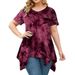 Plus Size Tie-Dye V-Neck T-Shirt – Asymmetrical Hem, Loose Fit Casual Top For Women (XL-5XL)_ecoleips.com