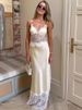 Mozision Spaghetti Strap Backless Sexy Maxi Dress Women Elegant Lace Patchwork Satin V Neck Sleeveless Club Party Long Dresses_ecoleips.com