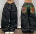 Women's Clothing High Street Personality Pattern Loose Straight Wide Leg Jeans_ecoleips.com