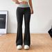 Voya 2026 Women's Versatile Commuting Slim Casual Pants Waist Fitted Leisure Pants, Spring And Summer Elastic Waist Color-Blocking Wide-Leg Long Pants_ecoleips.com