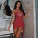 Women's Sexy Hollow-Out Heart Rhinestone Bustier Bodycon Dress With Lace Trim_ecoleips.com