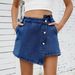 Women's Clothing Summer Washed Button Decoration Irregular Denim Skirt Pants_ecoleips.com