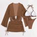 Women's Clothing Two-Piece Swimsuit Sexy Tie-Up Bikini Set With Light Gauze Cover Up_ecoleips.com