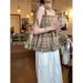Sweet Girl's Outfit: Retro Lace-Up Square-Neck Vest, Fresh Plaid Babydoll Shirt, Short Sweet And Cool Camisole Top_ecoleips.com
