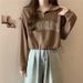 Ins Super Popular Drawstring Hem Polo Collar Sweatshirt For Women Early Autumn Thin Loose Fit Petite Short Half-Zip Top_ecoleips.com