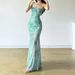 Light Green Butterfly Print Mesh Sundress Women's Summer Beach Vacation Casual Mermaid Bodycon Long Dress Thin Suitable for Warm Weather_ecoleips.com