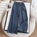 Women's Clothing Pullover Denim Shirt Straight Drape Wide Leg Pants Suit_ecoleips.com