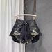 Summer Slim Fit High Waist Women's Denim Shorts Light Color Ripped Design Sexy a Line Wide Leg Hot Pants_ecoleips.com