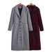 Women's Woolen Coat Temperament Elegant Lapel High Waist Long Versatile Coat_ecoleips.com