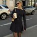 French-style Women's Clothing 2025 Autumn New Fashion Beaded Round-neck Pleated Slim-fit Waist-cinching Back-zip Dress_ecoleips.com