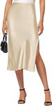 Aria Basics Aria Basics Cross-border 2024 European American Women's Slit Satin Skirt, Elastic High-waisted Dress, Slimming, Fashionable_ecoleips.com