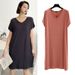 Aria Basics Aria Basics Short-sleeved Women's Pajamas V-neck Loose European American Style Nightgown Spring And Summer Mid-length Plus Size Base_ecoleips.com