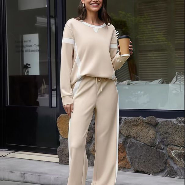 Women’s Casual Loose-Fit Two-Piece Set – Trendy Sportswear For Autumn & Winter (Black/Off-White/Navy/Green/Red, S-XXL)_ecoleips.com