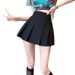 Women's High-Waisted Pleated Mini Skirt Black A-Line Suit/Pants for Spring/Summer 2024 Petite Hot Girl Fashion_ecoleips.com