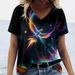 Women's Casual T-Shirt Short Sleeved V Neck Oversized Loose Fitting Top 3D Print Animal And Bird Design_ecoleips.com