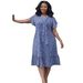 Women's Striped Dress Short-Sleeve Flowy A-Line with Belted Waist And Collar Sizes S to XXL_ecoleips.com