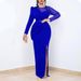 's New 2024 Spring Solid Color Round-neck Pleated Mesh Splicing Long-sleeve European And American Plus-size_ecoleips.com