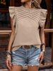 Verve 2025 Spring Summer Shirt New Ruffle Pleated Top Pullover Short Sleeve Women_ecoleips.com