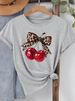 Fashion Cherry Print Women T-Shirt Short Sleeve Crew Neck Casual Tops For Summer Spring Women's Clothing Tops Tees_ecoleips.com