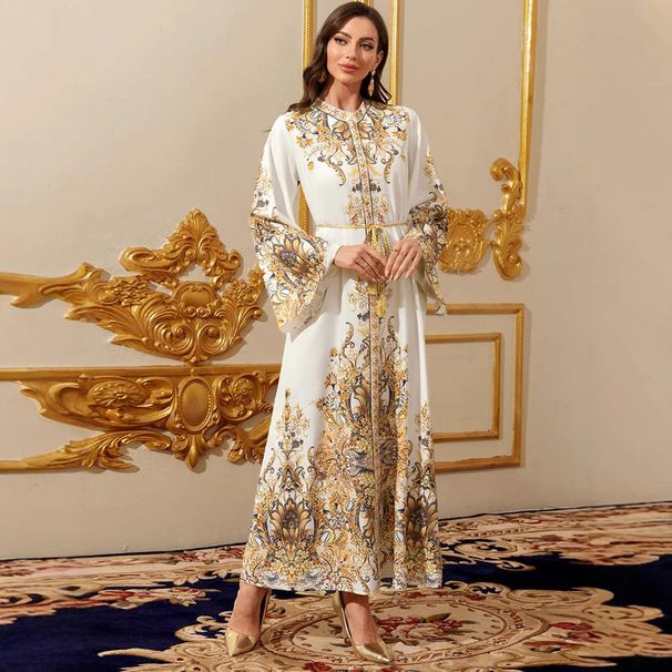 Women's Clothing Wear Dubai Robe Elegant Dress Ladies Satin Print Dress Long Skirt_ecoleips.com